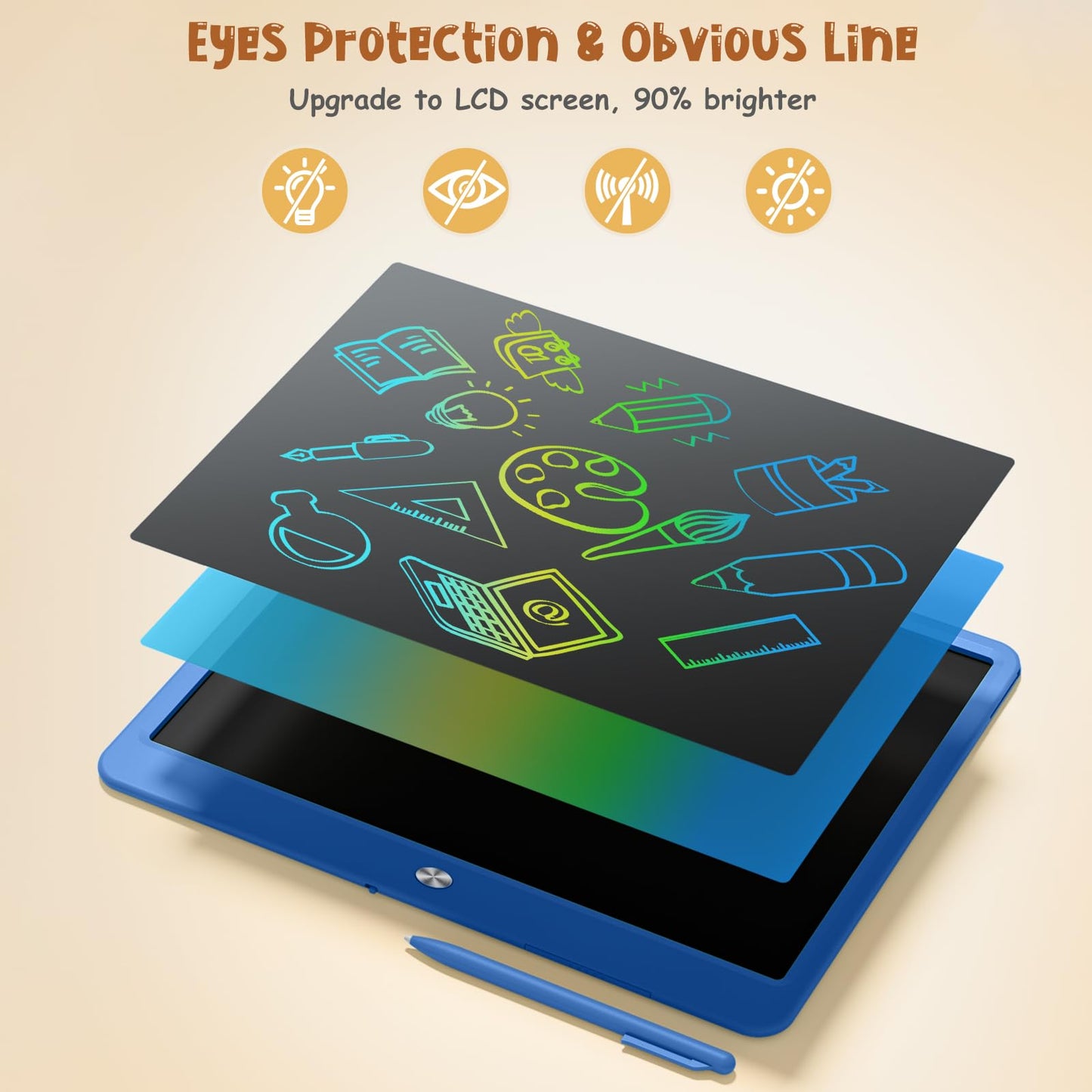 Kidopire Lcd Writing Tablet For Kids, Large Screen 15-Inch Drawing Writing Tablet Doodle Board, Toddler Educational Toys Girls B