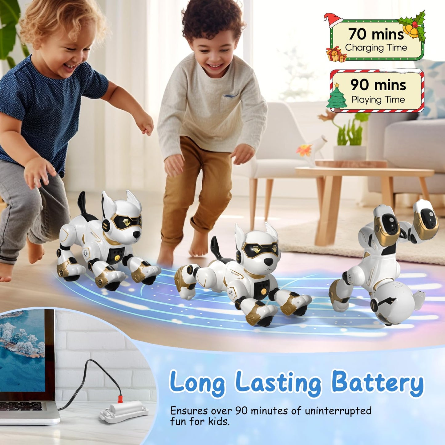 Hbuds Robot Dog Toys For Kids, Remote Control Dog Robot, Voice & Touch Control, Programmable Interactive Robotic Puppy Toy, Sing, Dance, Rechargeable Robo Pet For Boys Girls Ideas