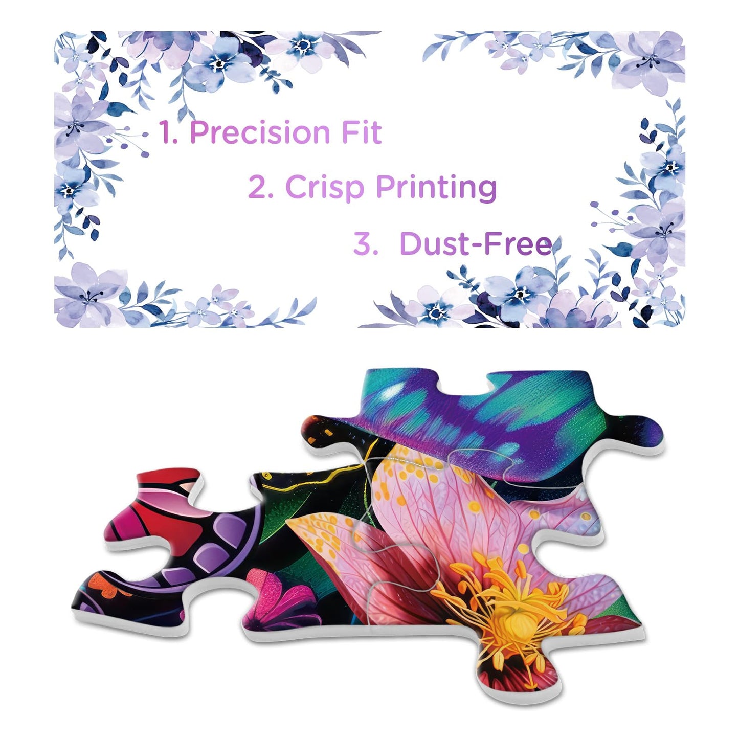 Flower Butterfly Puzzle For Adults 1000 Pieces, Spring Garden Plant Jigsaw Puzzles, Colorful Nature Floral Puzzles
