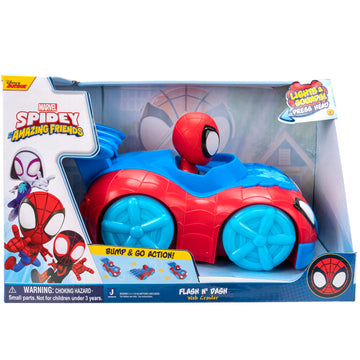 Marvel Spidey Flash 'N' Dash Web Crawler - Motorized Vehicle with Lights & Sounds, Multicolor, Model SNF0124