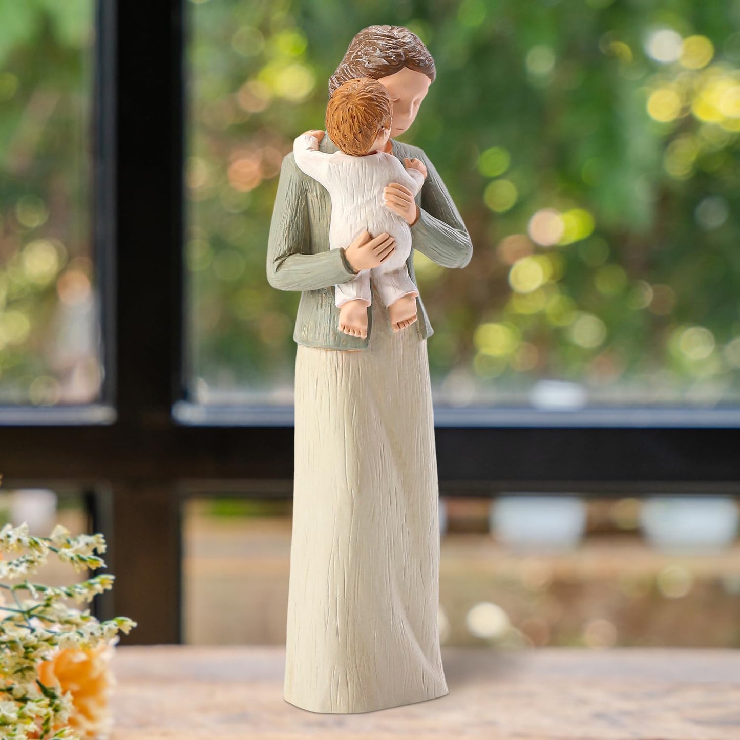Hensonever Grandma Figurines, Sculpted Hand-Painted Grandmother And Grandchild Figures Birthday Gifts