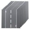 Feleph Classic Road Base Straight Plates, Street Road Building Set, 25 X 25 Cm Town Baseplate Compatible With Major Brands Building Bricks(Straight 10 Pieces)