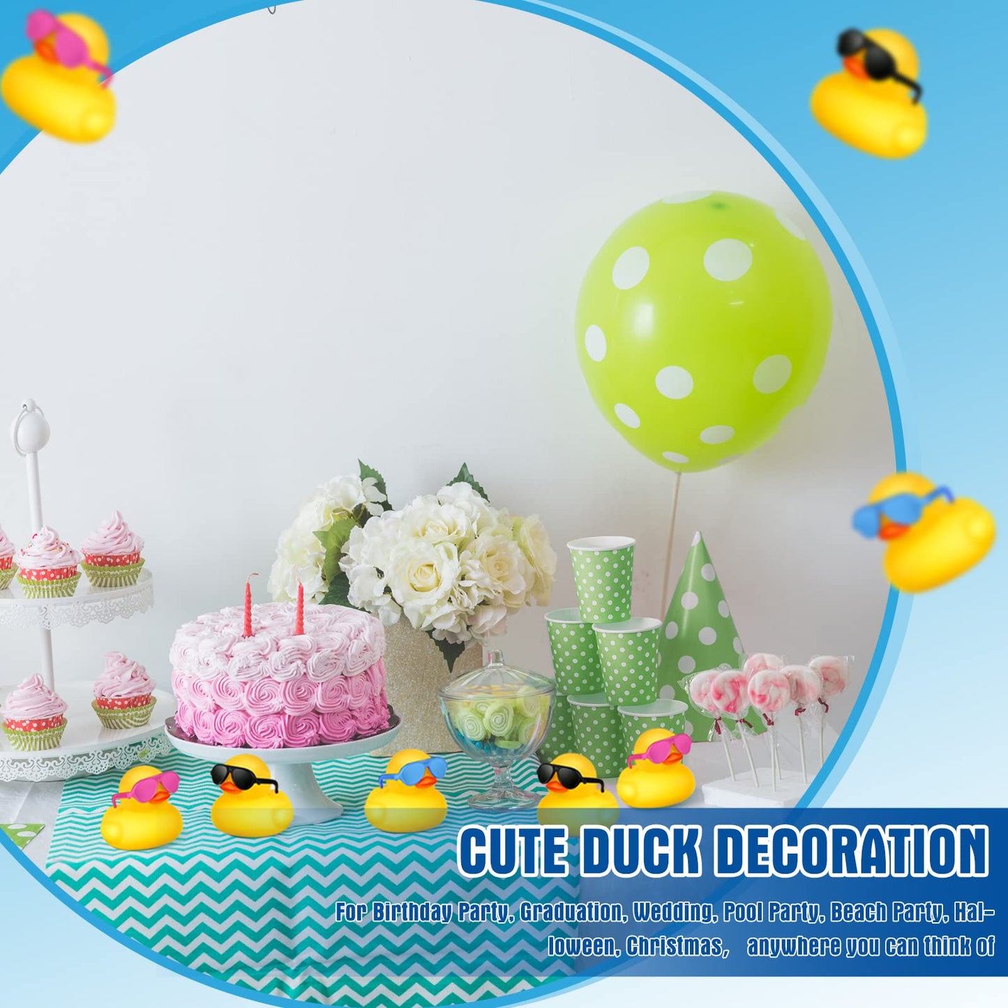 36 Pcs Mini Rubber Ducks With 36 Sunglasses Rubber Ducks In Bulk Bathtub Duckies Toys For Kids Gift Baby Shower Birthday Party Favors Cruise (Yellow, Multicolor Sunglasses)