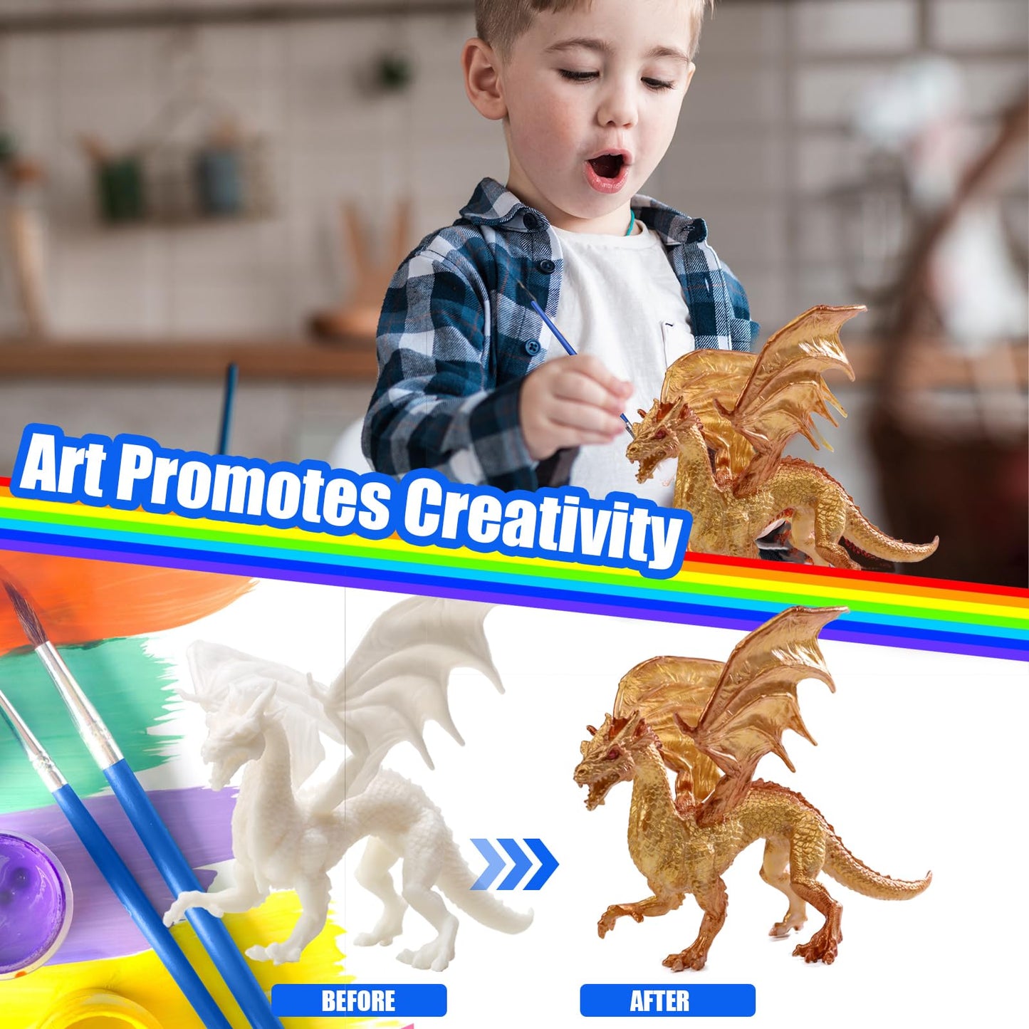 Solday Dragon Toys Painting Kits For Kids Arts And Crafts Ages 3 6 5 7 9 12 Boys Girls To Make Your Own Paintable Figurines Meta