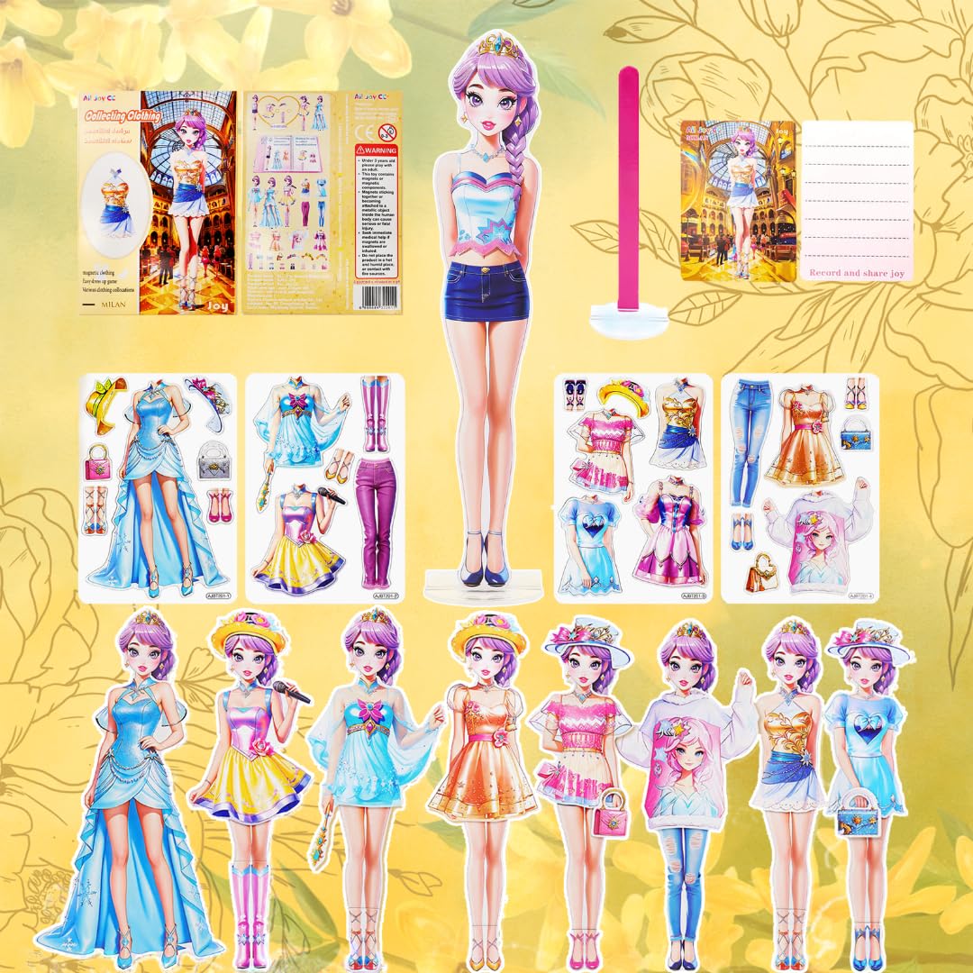 Rqmaoy Magnetic Dress Up Dolls Paper Dolls For Girls Ages 4 5 7 8 9 10, Princess Magnetic Paper Dolls - Christmas Birthday Easte