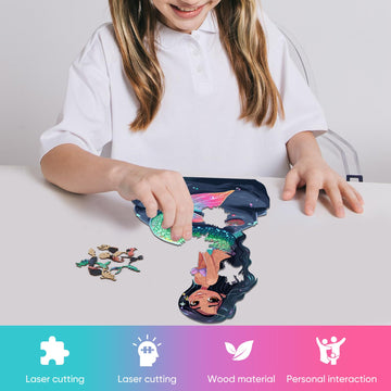 Reouinty Wooden Puzzle For Adults, Mermaid Wooden Jigsaw Puzzles(15.3 * 23.4In-500Pcs), Beautiful Wooden Puzzle With Box Birthda