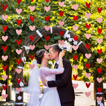 80 Heart Garland Red & Pink- Valentines Day Decoration, Hanging Hearts, Valentines Day Banner, Hanging Valentines Garland, Valen