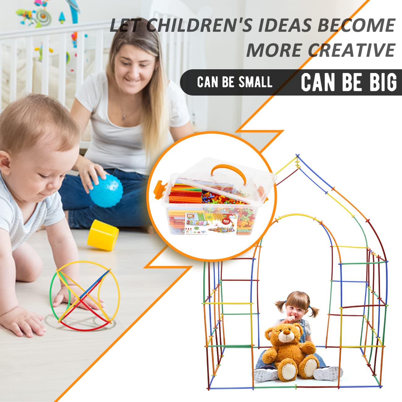 Straw Constructor Toys Stem Building Toys 600Pcs Straw Toy Interlocking Plastic Toys Engineering Toys Thin Tube Blocks Toy Educa