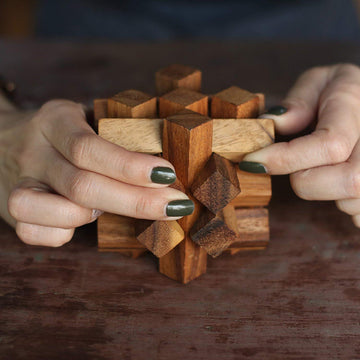 Lumberjack's Challenge: enhanced STEM 3D Brainteaser Wood Puzzle for mature-themeds from SiamMandalay with SM Gift Box(Pictured) Mechanical Interlocking Puzzle - Eco Friendly Handmade Educational Games