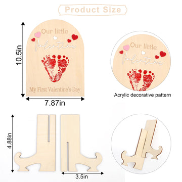My First Valentine Footprint Wood Board - Our Little Valentine Wood Sign Milestone, Baby Footprint Wood Craft, First Valentine K