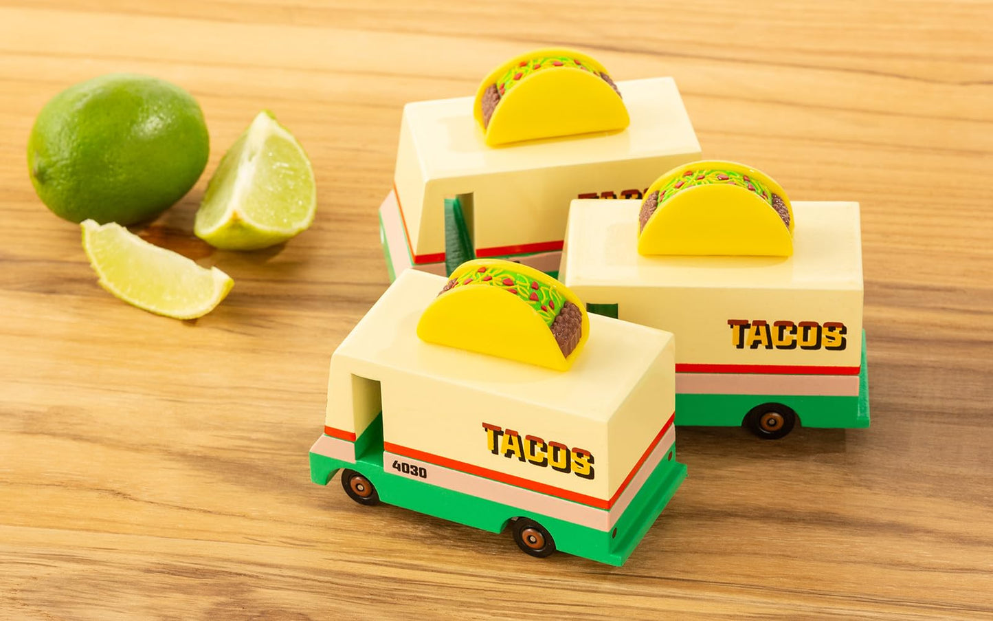 Candylab Toys CANDYCAR Wooden Food Truck Collection - Taco Van enhanced Handcrafted Beech Wood Toy Car