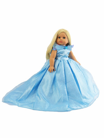 American Fashion World Blue Gown with Butterflies for 18-Inch Dolls | enhanced Quality & Trendy Design | Dolls Clothes | Outfit Fashions for Dolls for Popular Brands