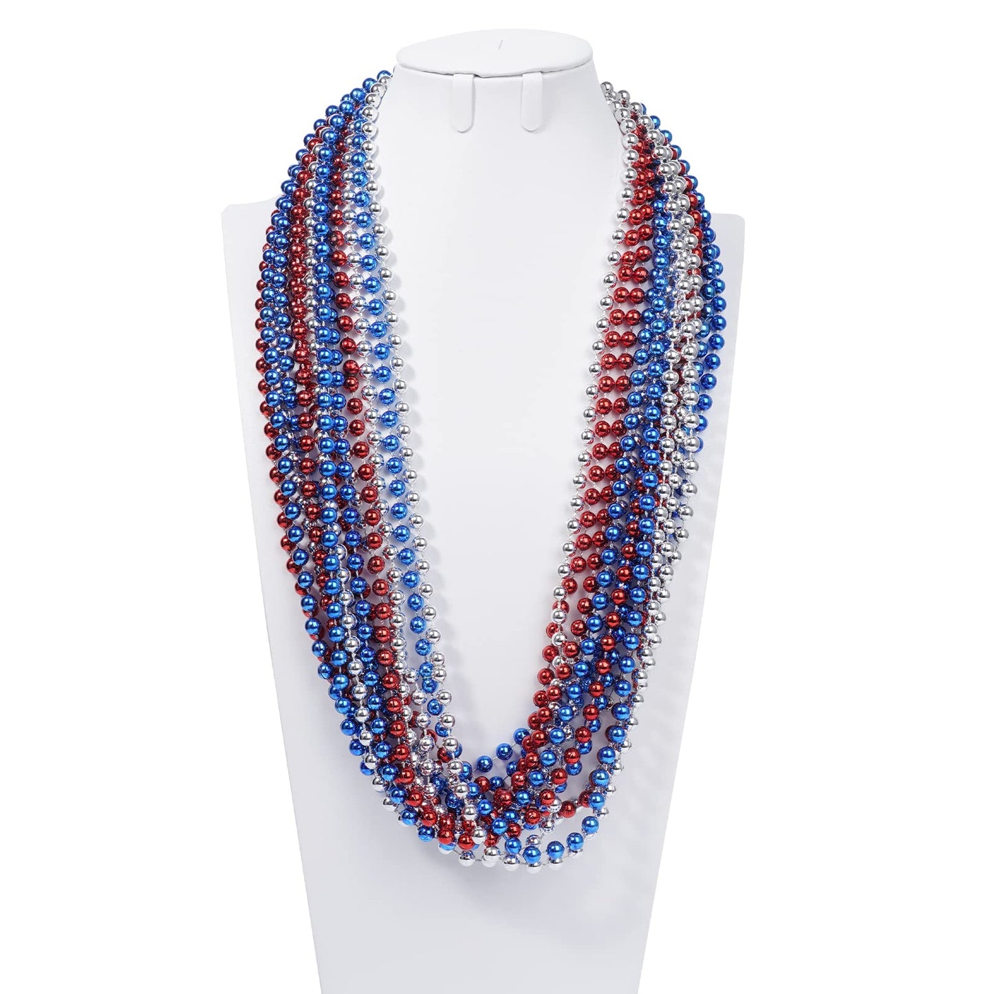 YAXINRUI 15 Pcs 4th of July Necklace Patriotic Beads Necklaces, 4th of july Accessories 33 Inch Independence Day Patriotic Beads