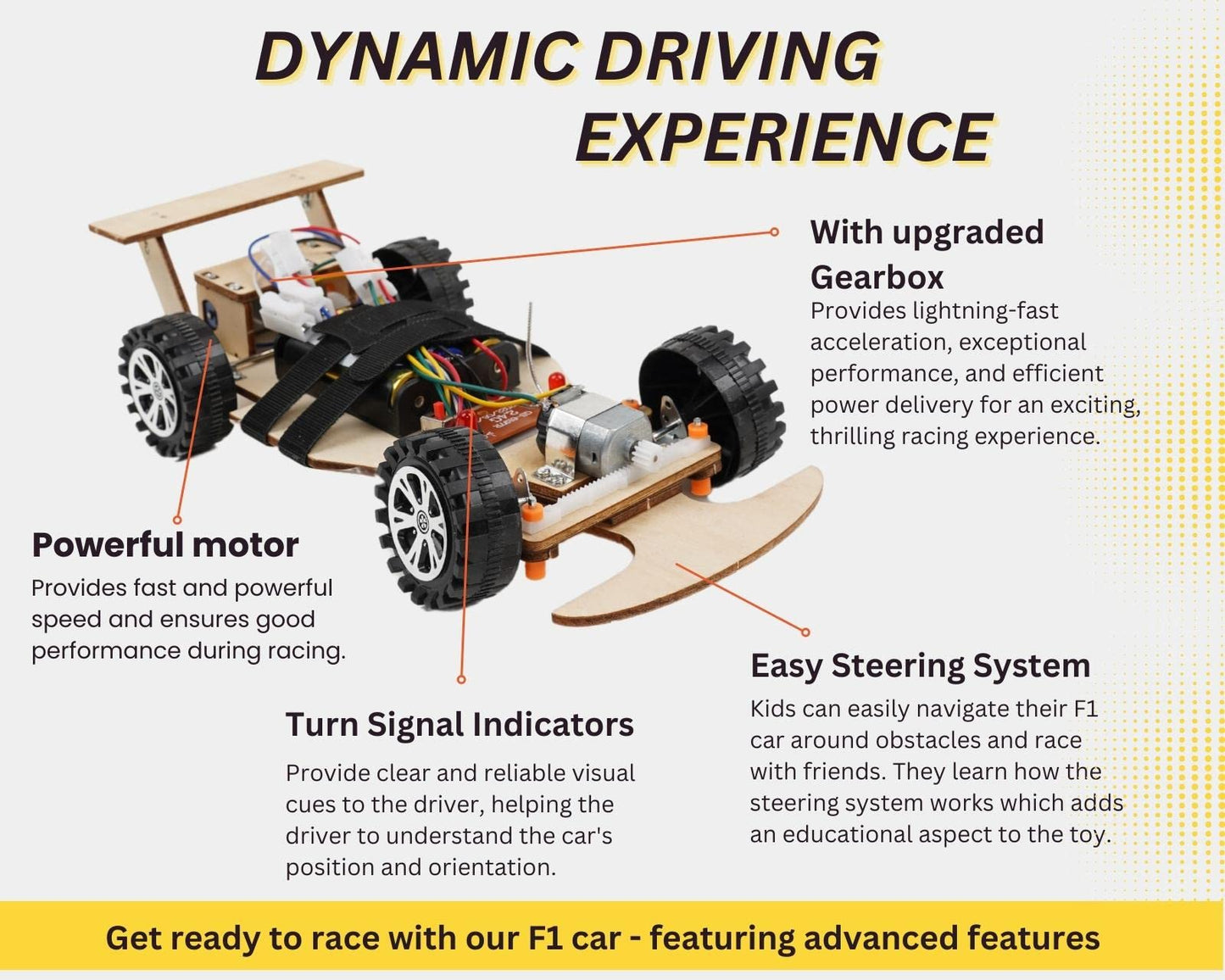 Pica Toys Wireless Remote Control Car Kit F1, Science Project Kit For Kids/Students/Education, Stem Project Model Car Kits To Build, Ideal Choice For Family And School