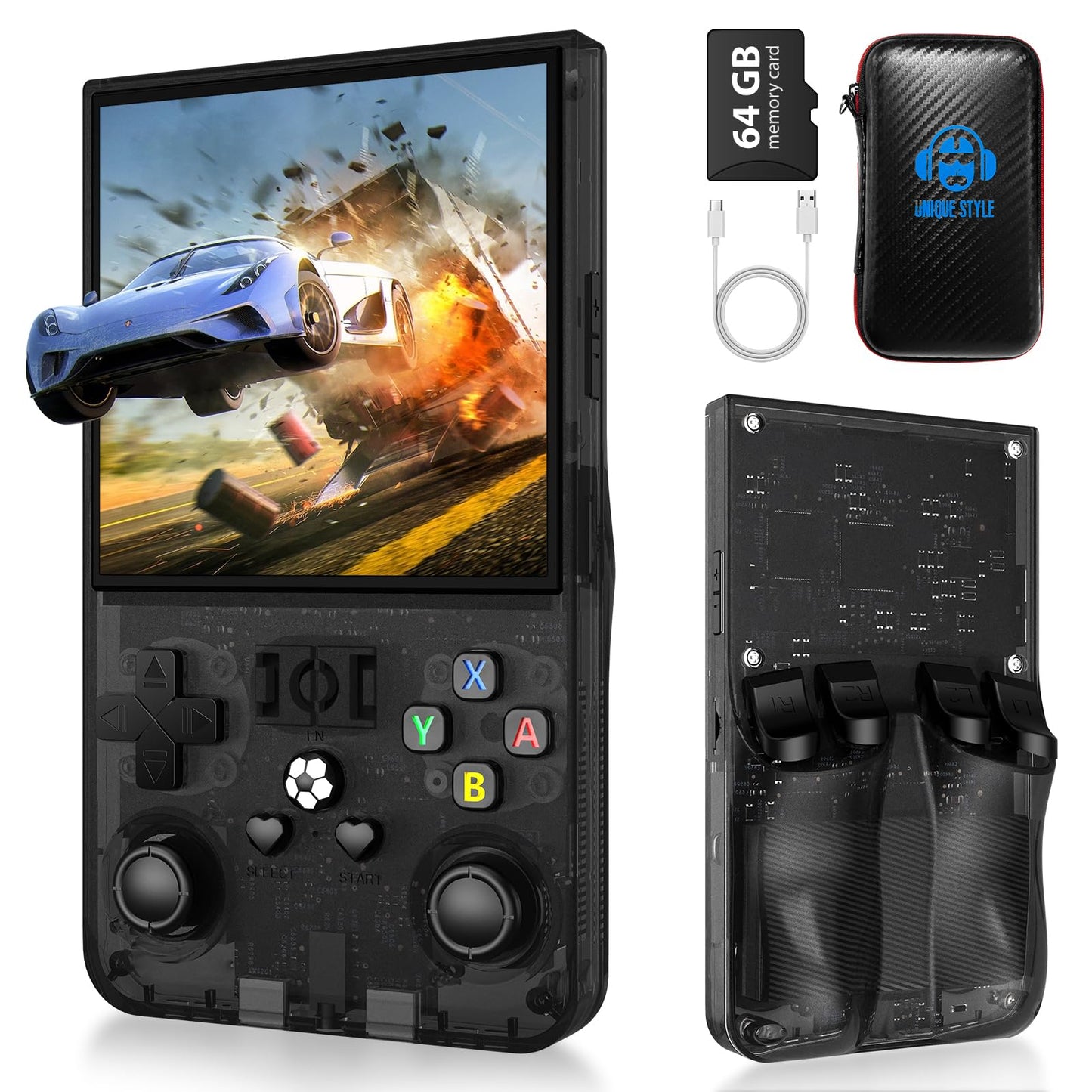 R36 Max Retro Handheld Game Console, Video Game Console With 64G Built-In 18000+ Games, 4000Mah Rechargeable, Support 30+ Simula