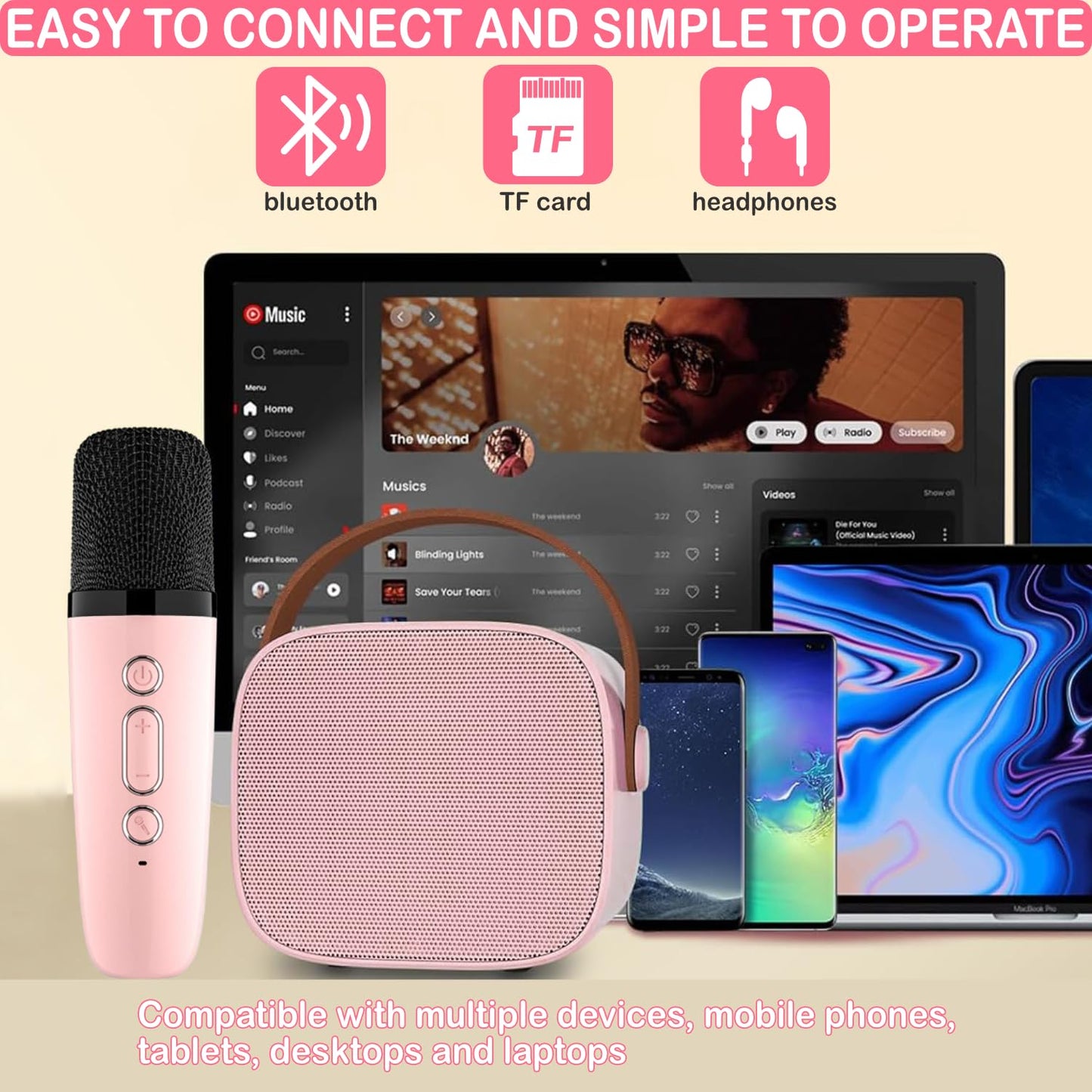 Mini Karaoke Machine For Kids & Adult, 4-12 Years Old Girls Christmas Birthday Gift For Girls & Boys, Karaoke Toys Gifts For Girls Ages 4, 5, 6, 7, 8, 9, 10, 12 +Year Old Birthday Party