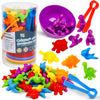 NAODONGLI Counting Dinosaurs Sorting Toys - Rainbow Bowls, Medium Plastic, Montessori Learning, Easter Gift for 3-5 Years Old Kids