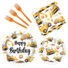 Bqk 96 Pcs Construction Plates And Napkins Construction Party Decorations Construction Paper Plates Construction Birthday Party
