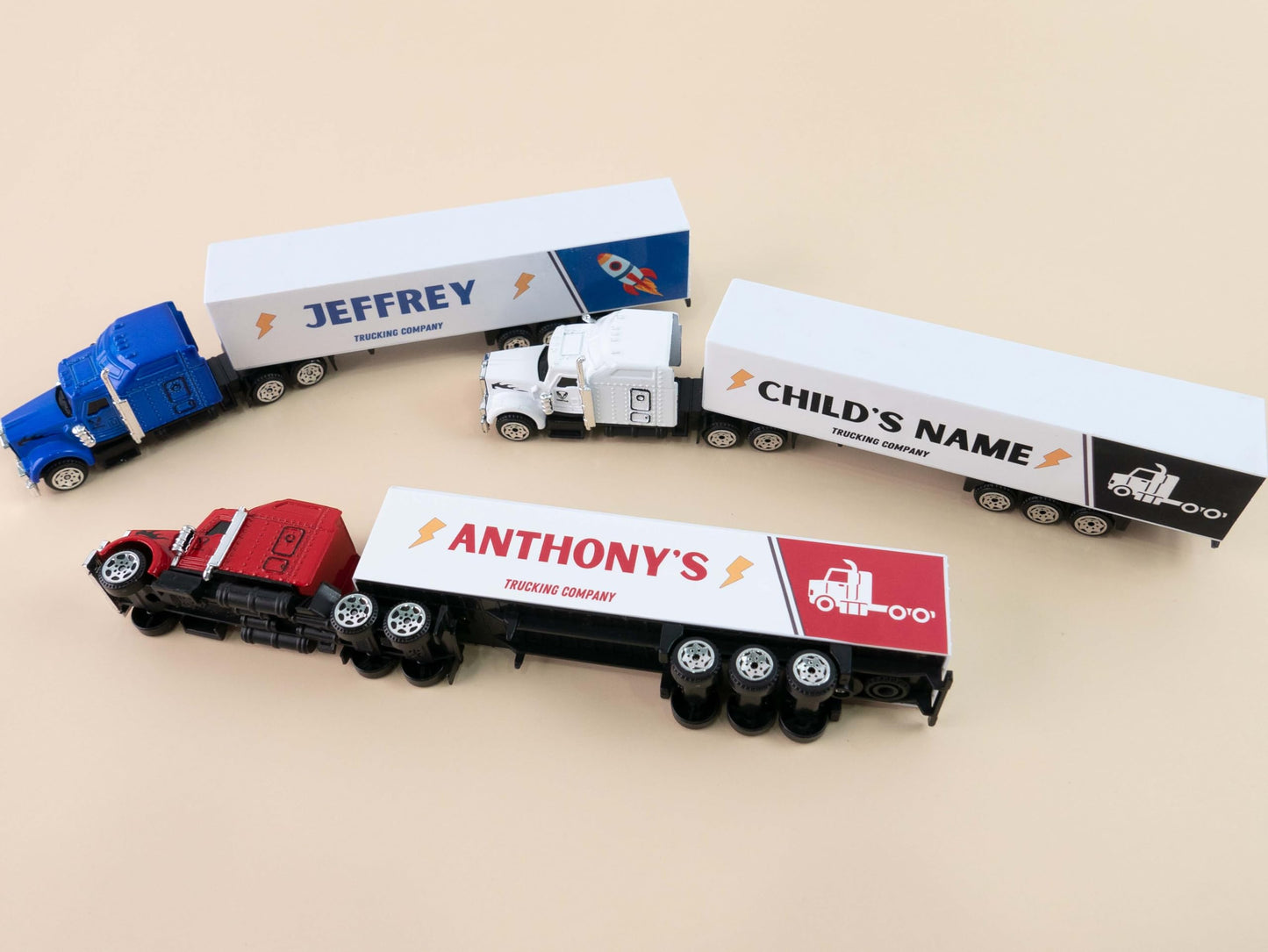 MT WORLD Personalized Toy Truck with Name Custom Semi Truck Toy Tonka Container Car Carrier for Little Boys Birthday
