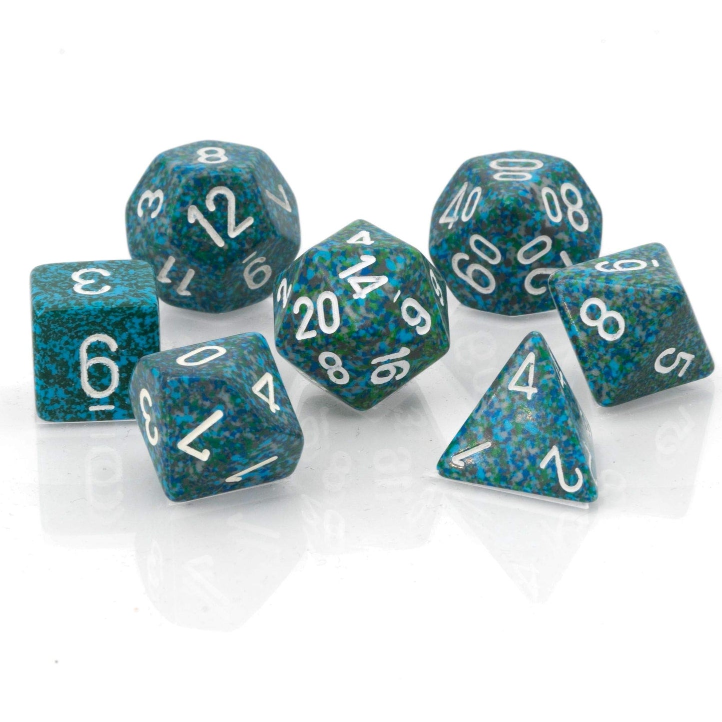 Chessex Manufacturing 25316 Sea Speckled Polyhedral Dice Set Of 7