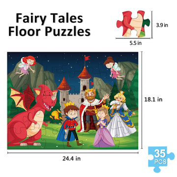 Jumbo Fairy Tales Floor Puzzle For Kids, Large Jigsaw Puzzles 35 Piece For Kids Ages 3-5,Preschool Learning & Education Toys, Gi