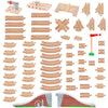 Orbrium Toys 68 Pcs Wooden Train Track Expansion Pack Compatible with Thomas Wooden Train, Brio, Thomas The Tank Engine (68 Pcs)