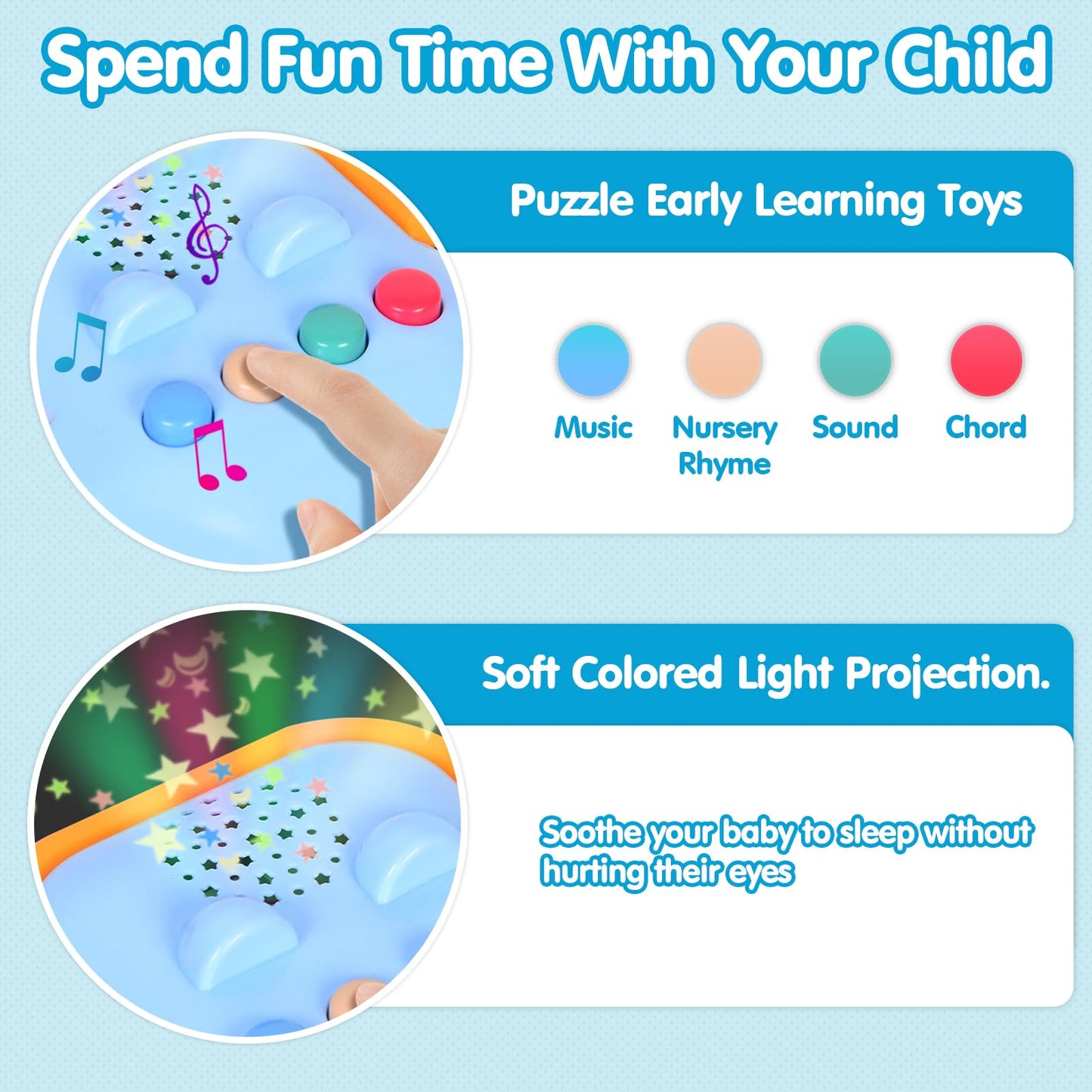 SUPVIB Baby Toys 0-6 Months - Colorful Infant Rattle Teething Toys with Music, 5 PCS Newborn Gifts for Boys & Girls, Thanksgiving & Christmas