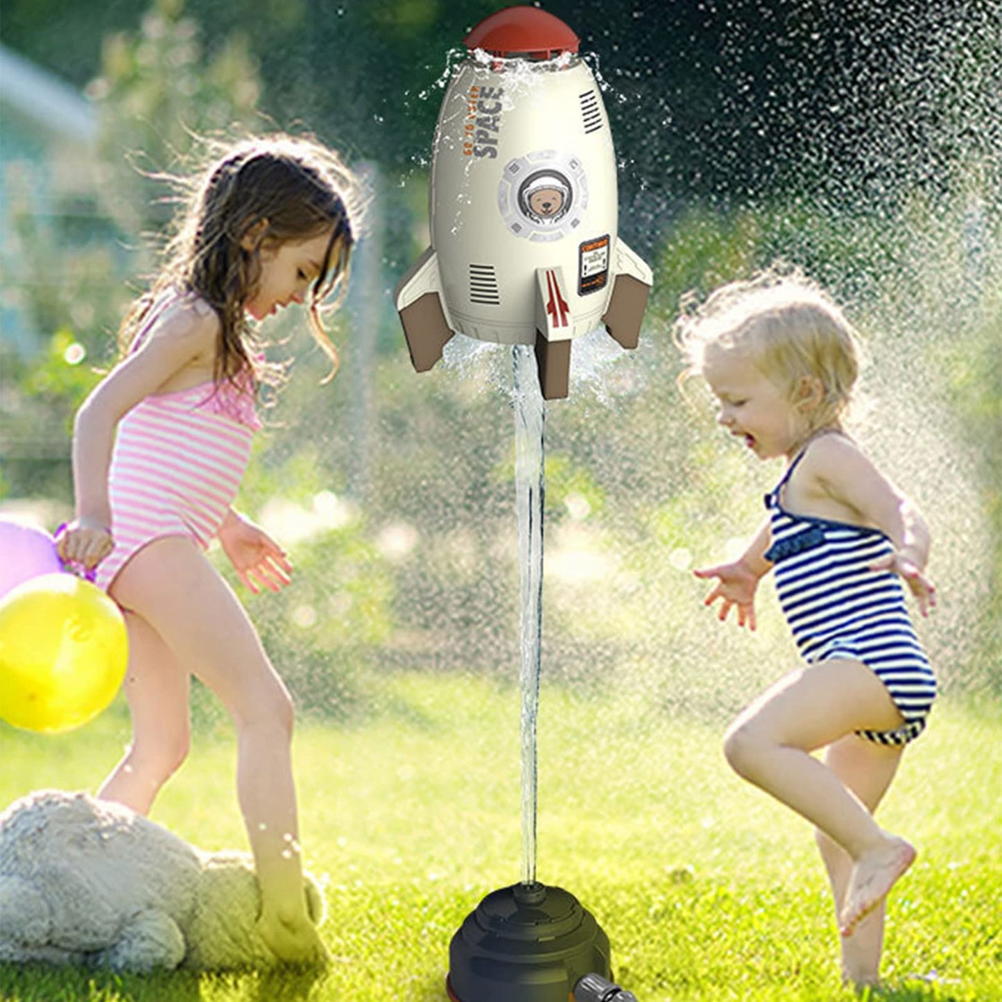 Sprinkler For Kids - Rocket Outdoor Water Toys Outdoor Yard Sprinkler 360-Degree Rotation Attaches To Garden Hose Splashing Fun