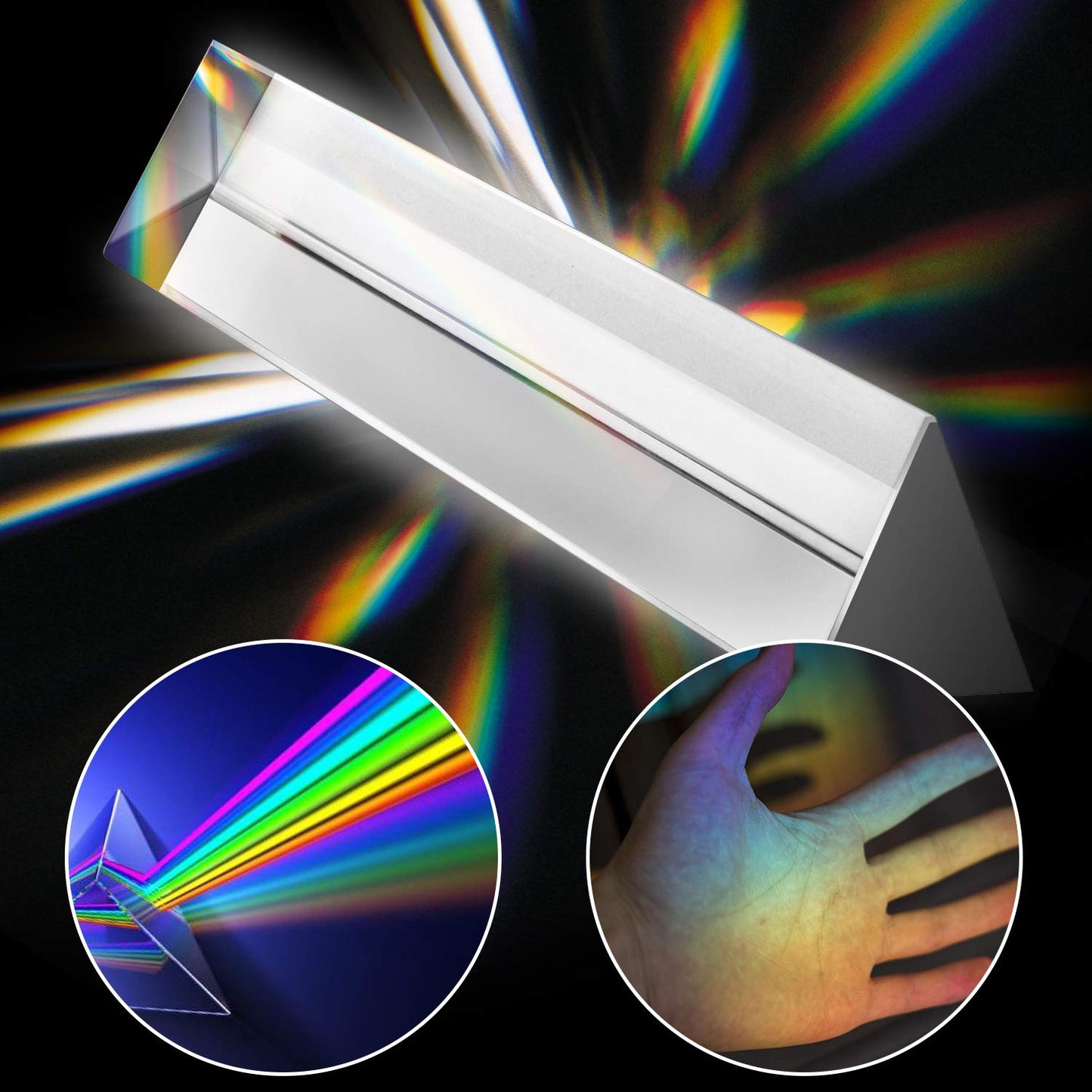 Young4Us 2 Pack 6-Inch Crystal Optical Glass Triangular Prism For Photography, Kids, Science, Teaching Light Spectrum, Physics A
