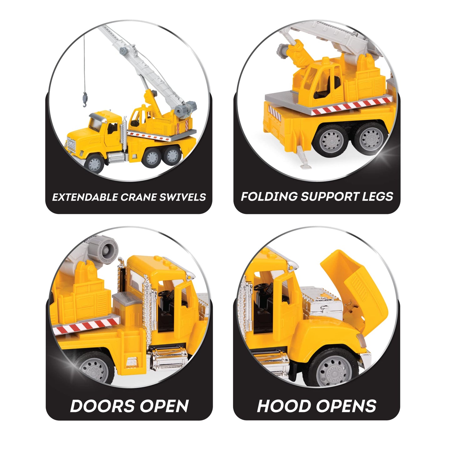 Driven by Battat - Construction Vehicles for Kids - Toddler Trucks - Set of 4 Toy Trucks - Lights & Sounds Cars & Trucks - Micro