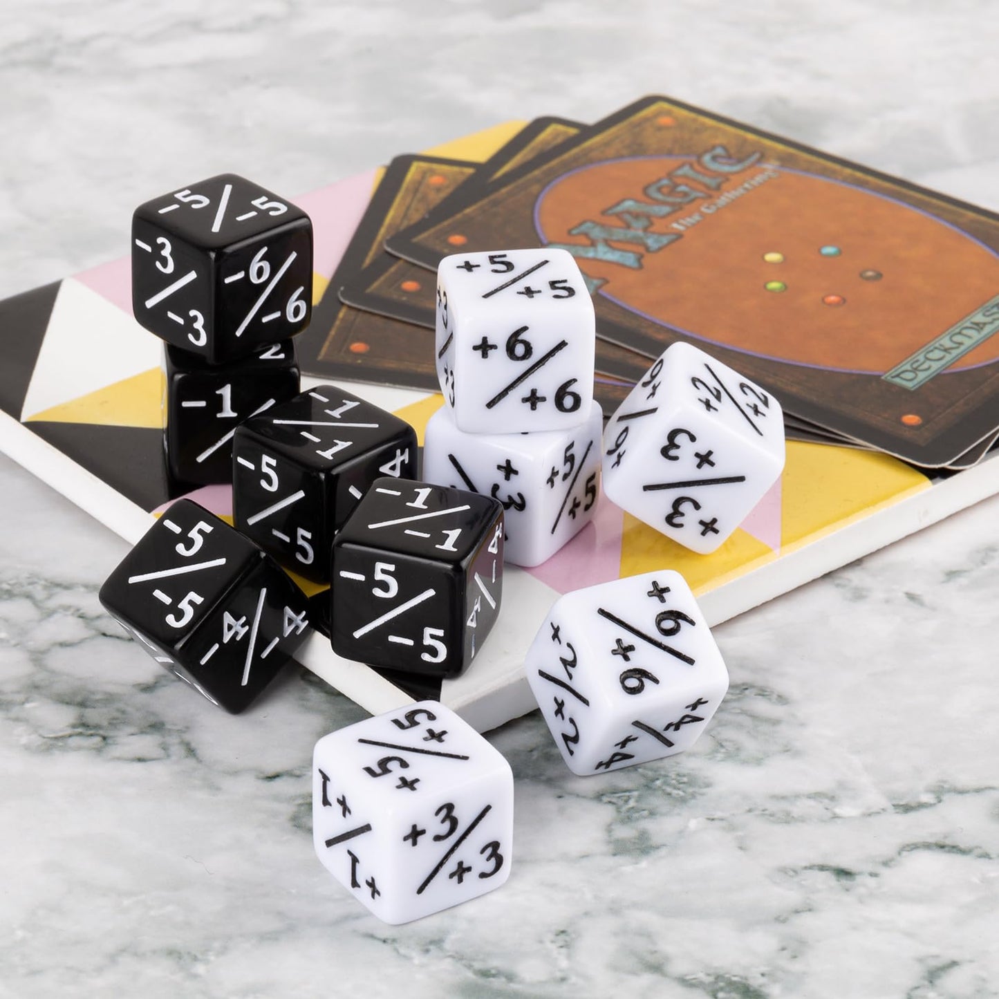 48 Pieces Magic The Gathering Dice Counters Mtg Counter Dice Sets Tokens Accessories Buff D6 Dice Compatible With Mtg, Ccg, Cards Game, (Black & White)