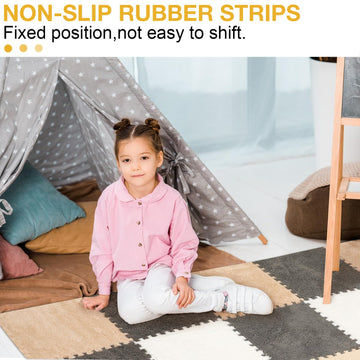 12 Pcs Plush Interlocking Carpet Tiles,Non-Toxic Foam Carpet Tiles For Toddler Baby,Machine-Washable,Anti-Slip,Eva Foam Interloc