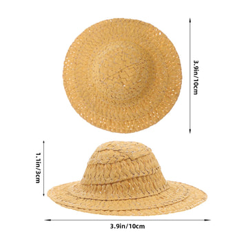 Logofun 12Pcs Miniature Woven Hats Simulated Mini Straw Hat Small Handcraft Top Hat Photo Props For Diy Crafts Dollhouse Doll Co