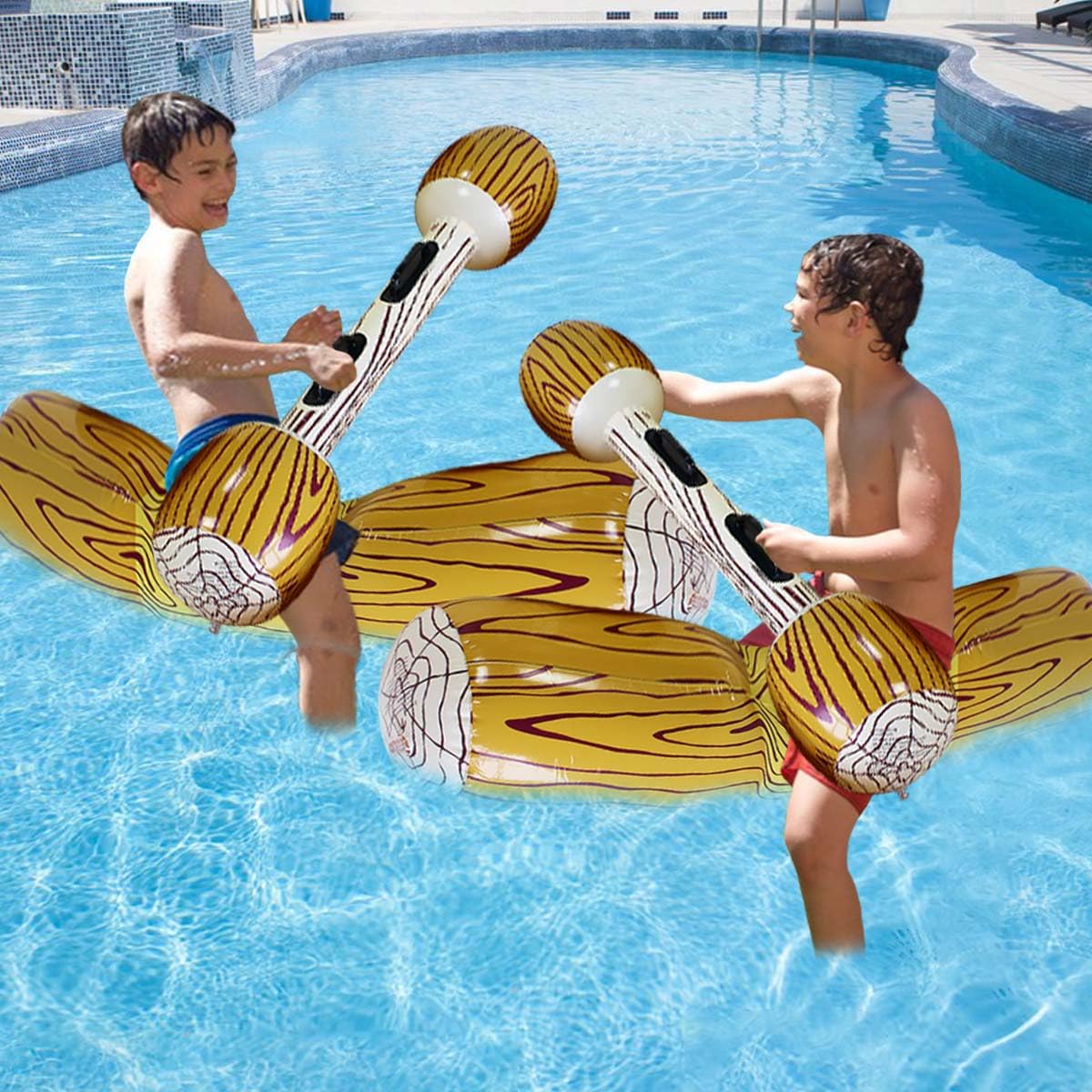2 Sets Pool Floats For Kids,Pool Toys, Wood Shape Water Pool Float, Adults Lounger, Inflatable Pool Float For Adults And Kids In