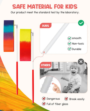 Joycat 12 Pack Dance Ribbon Party Favors For Kids,Rainbow Birthday Decorations,Unicorn Princess Fairy Party Supplies,Girls Party Games,Gymnastics Goody Bag Stuffers