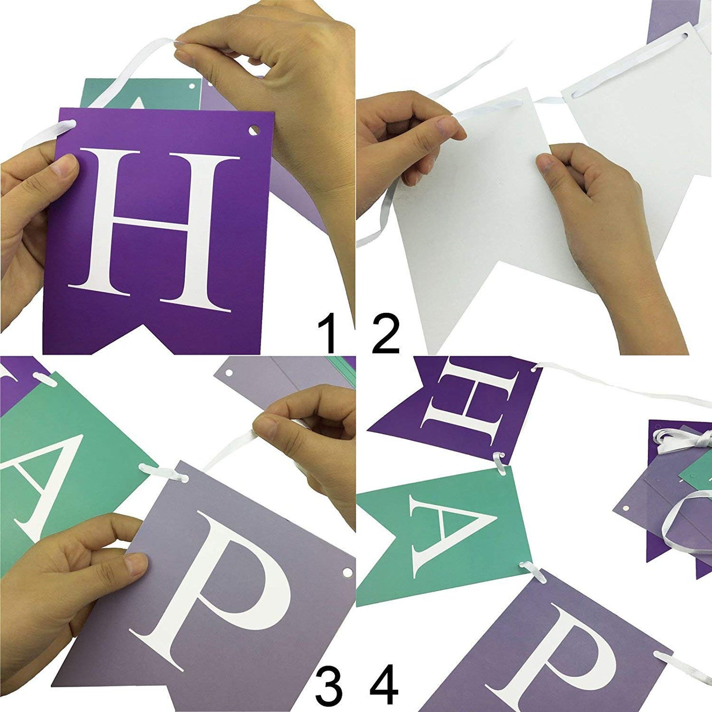 Tellpet Mermaid Purple Happy Birthday Banner With 5 Pcs Gold Confetti Balloons