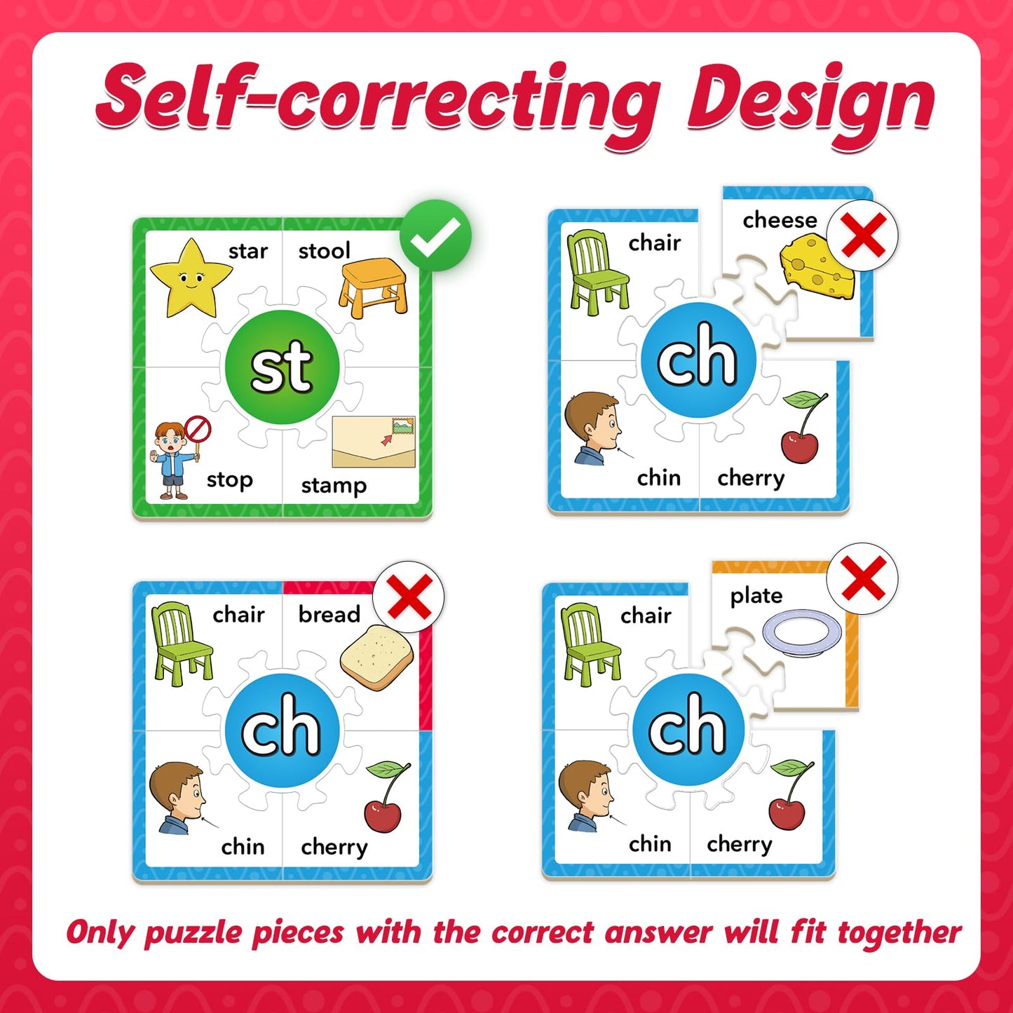 Torlam Phonics Puzzle, Rhyming Games Phonics Games Flash Cards For Kids Toddler, Learn To Read Spelling Reading Sight Words, Digraphs Blends Site Words For Preschool Kindergarten Homeschool Supplies