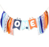 Light Blue Navy Brown Orange 1st Birthday High Chair Banner - First Birthday Party Decoration, Little Puppy Highchair Banner Ins