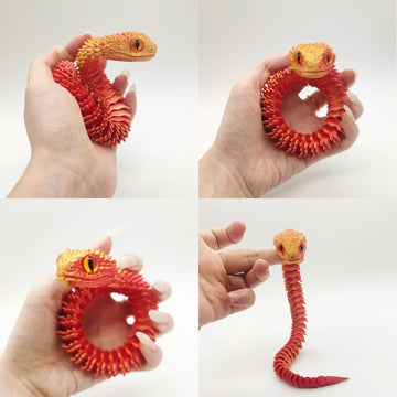 12In 3D Printed Snake Toys, Flexible 3D Printed Animal, Fidget Adhd Snake Toys, Perfect Desk Pet For Animal Collectors