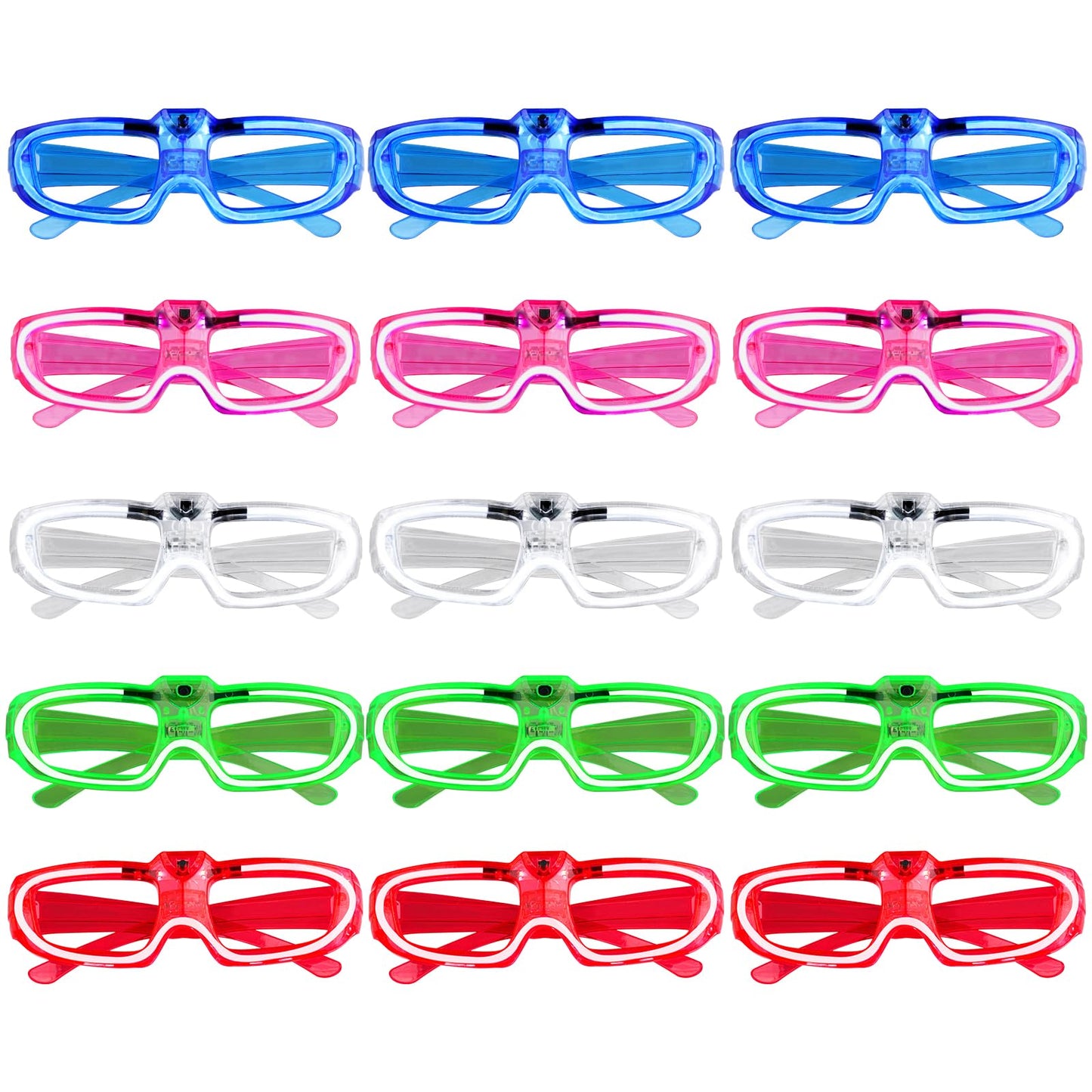 15 Pack Light Up Glasses 5 Colors Led Glasses Glow In The Dark Neon Party Supplies For Kids Adults 80S Shutter Shades Birthday Party Favors Flashing Party Glasses