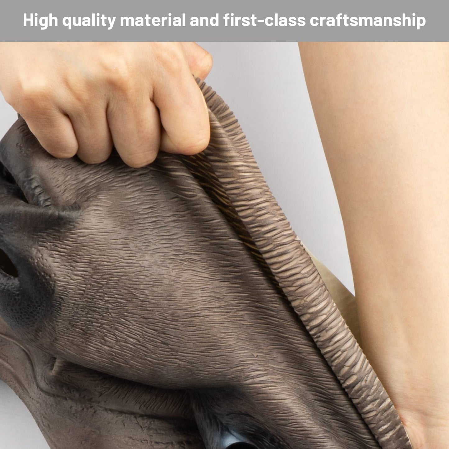 PartyHop Buffalo Mask - Realistic Full Head Latex Costume for Halloween, Medium, Brown