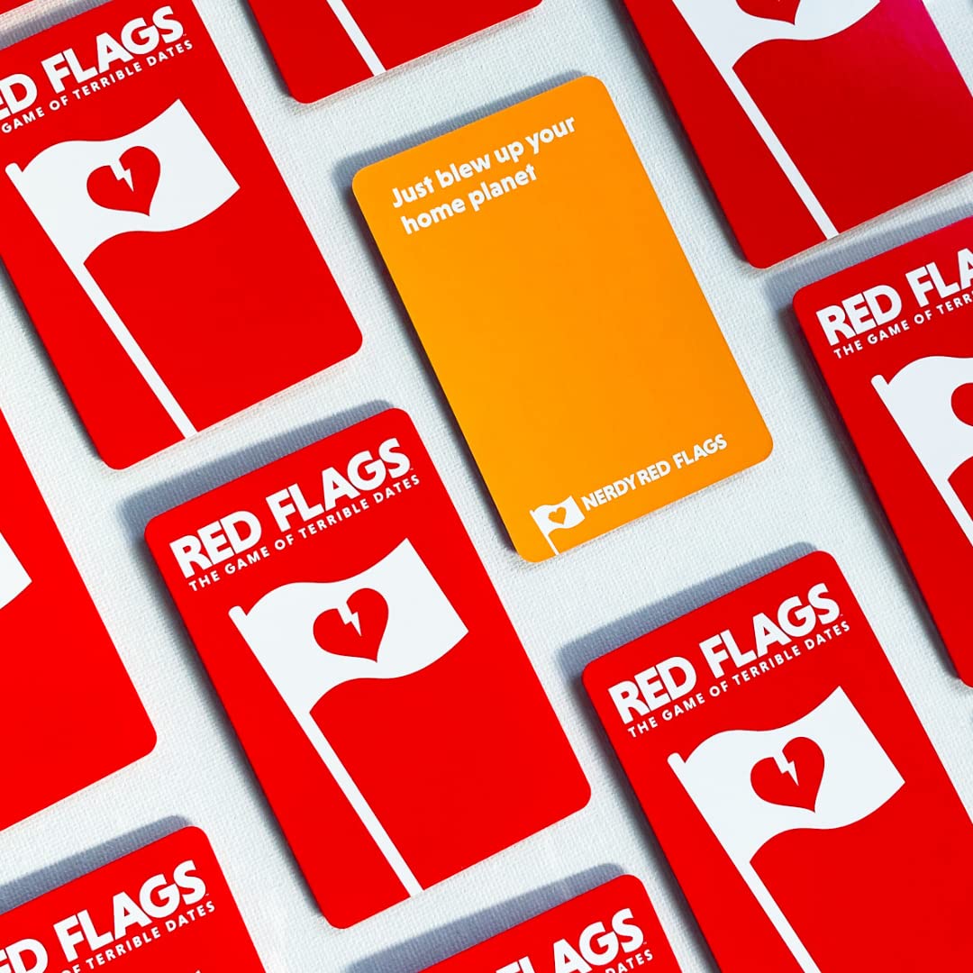 Jack Dire Studios Red Flags Party Game Expansion - Nerdy Red Flags, Cardstock Material, Model 33446, Geeky Theme