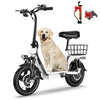 INSDRGN Peak 900W Electric Scooter mature-themeds with Seat 33 Miles Range 499.2Wh Li Battery 20MPH Folding E Scooter with Large Middle Basket with Phone Holder Ebike for Pets & Cargo White