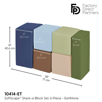 Factory Direct Partners 10414-Et Softscape Stack-A-Block Big Foam Construction Building Blocks, Soft Play Set For Toddlers And K