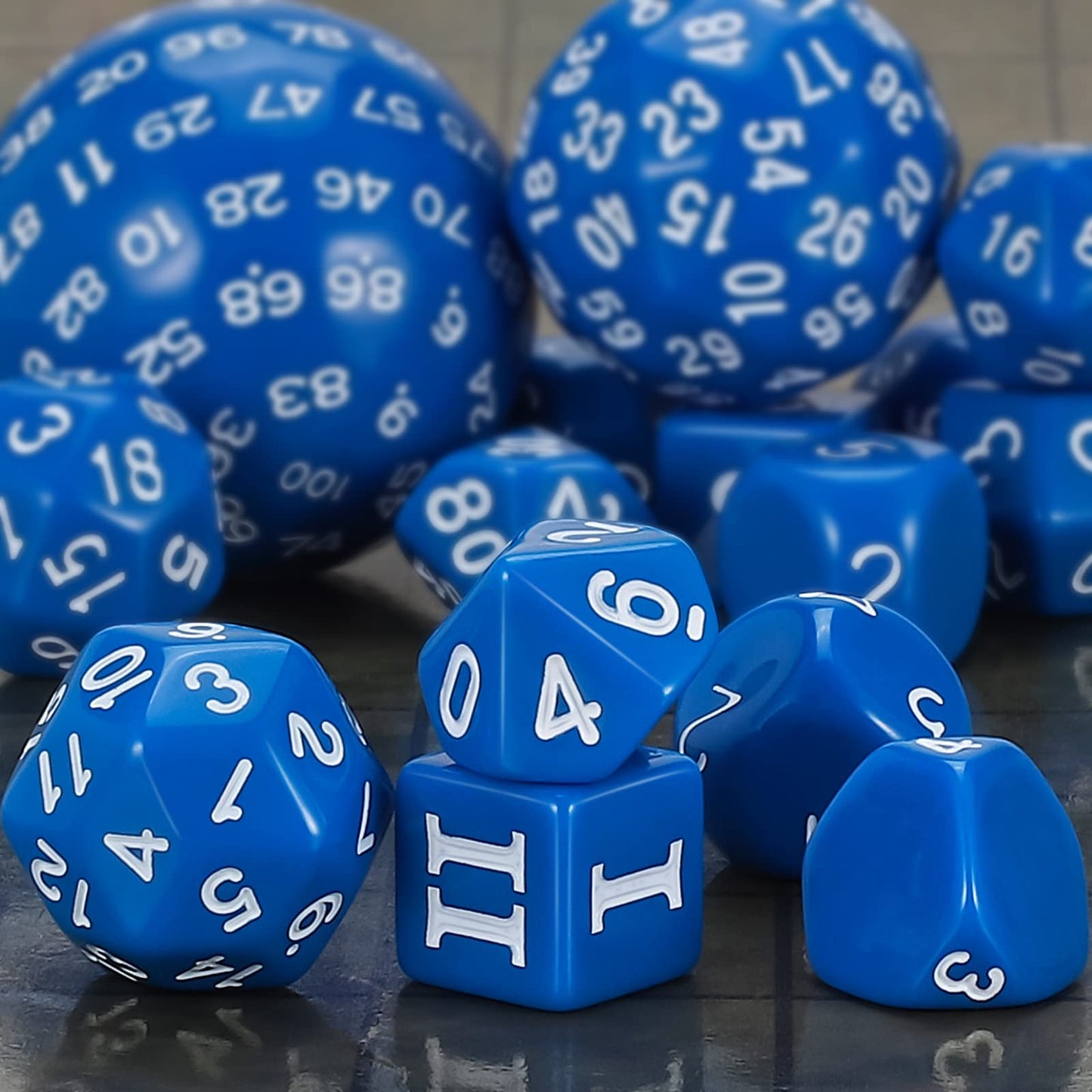 Ciaraq Dnd Polyhedral Dice Set (15Pcs) D4-D100 Game Dice With Dice Bag For Dungeons And Dragons Role Playing Table Games (Blue &