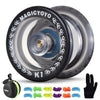 MAGICYOYO K1-Plus Responsive YoYo for Kids Beginners Plastic ABS Yoyo for mature-themed with Yoyo Glove+Yoyo Storage Bag+12 Replacement Yoyo Strings (Crystal Black)