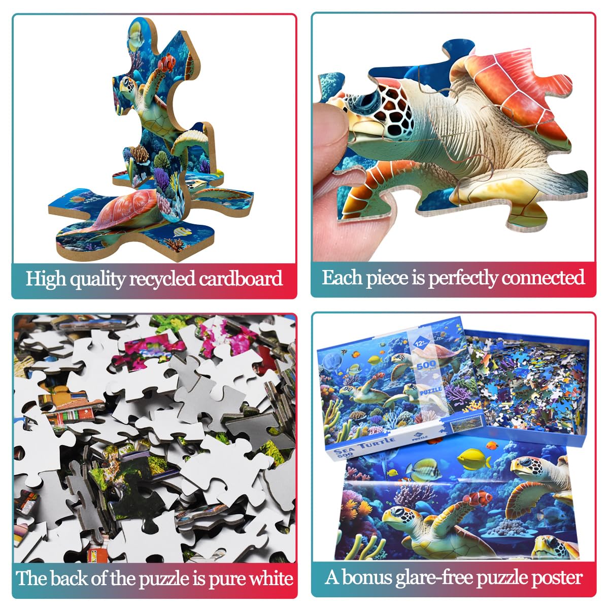 500 Piece Jigsaw Puzzle For Adults -Sea Turtle Jigsaw Puzzles 500 Pieces Puzzles For Adults-The Underwater World Finished Size 19.3' X 13.7'