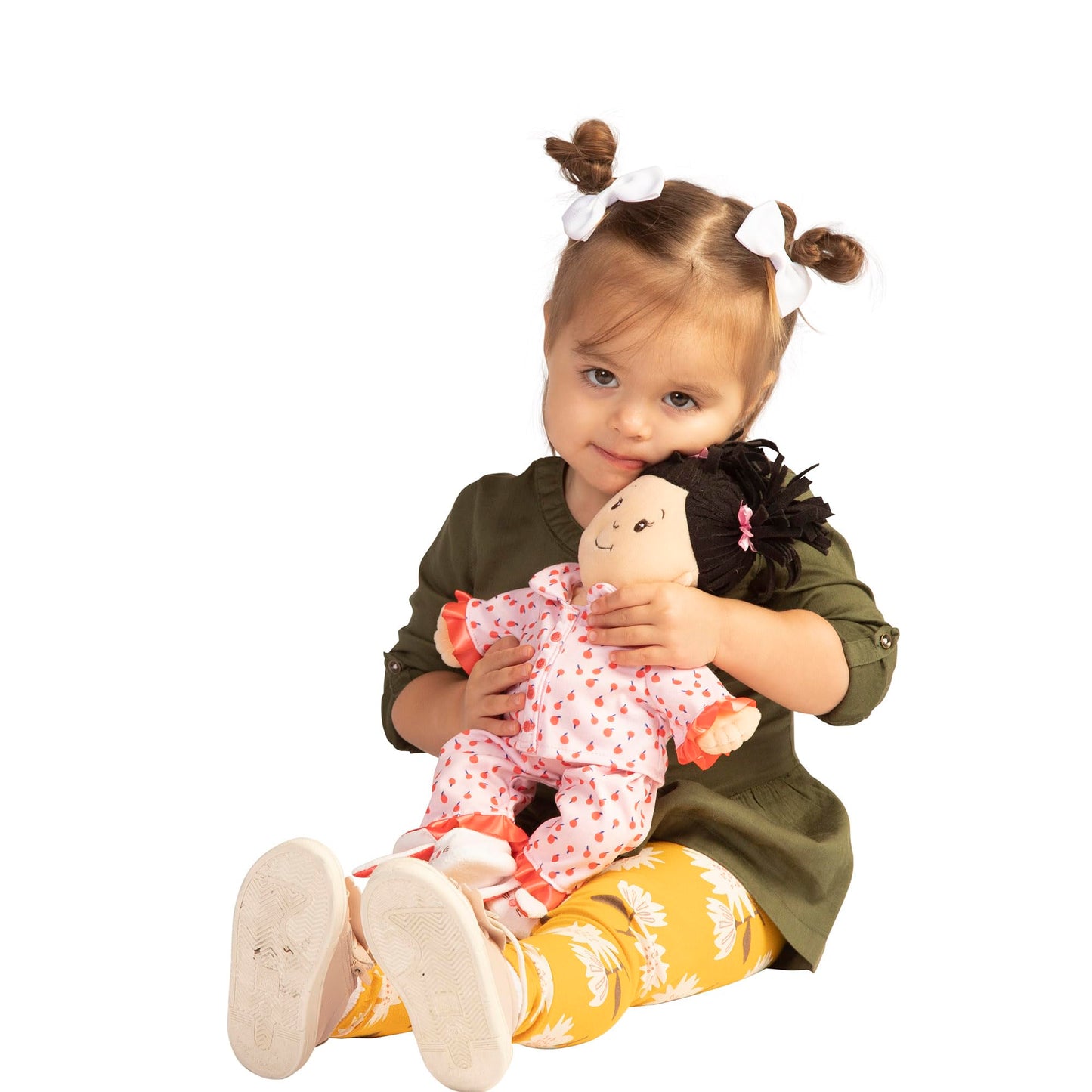 Manhattan Toy Baby Stella 3-Piece Cherry Dream Baby Doll Pajama Set With Slippers For 15-Inch Soft Dolls