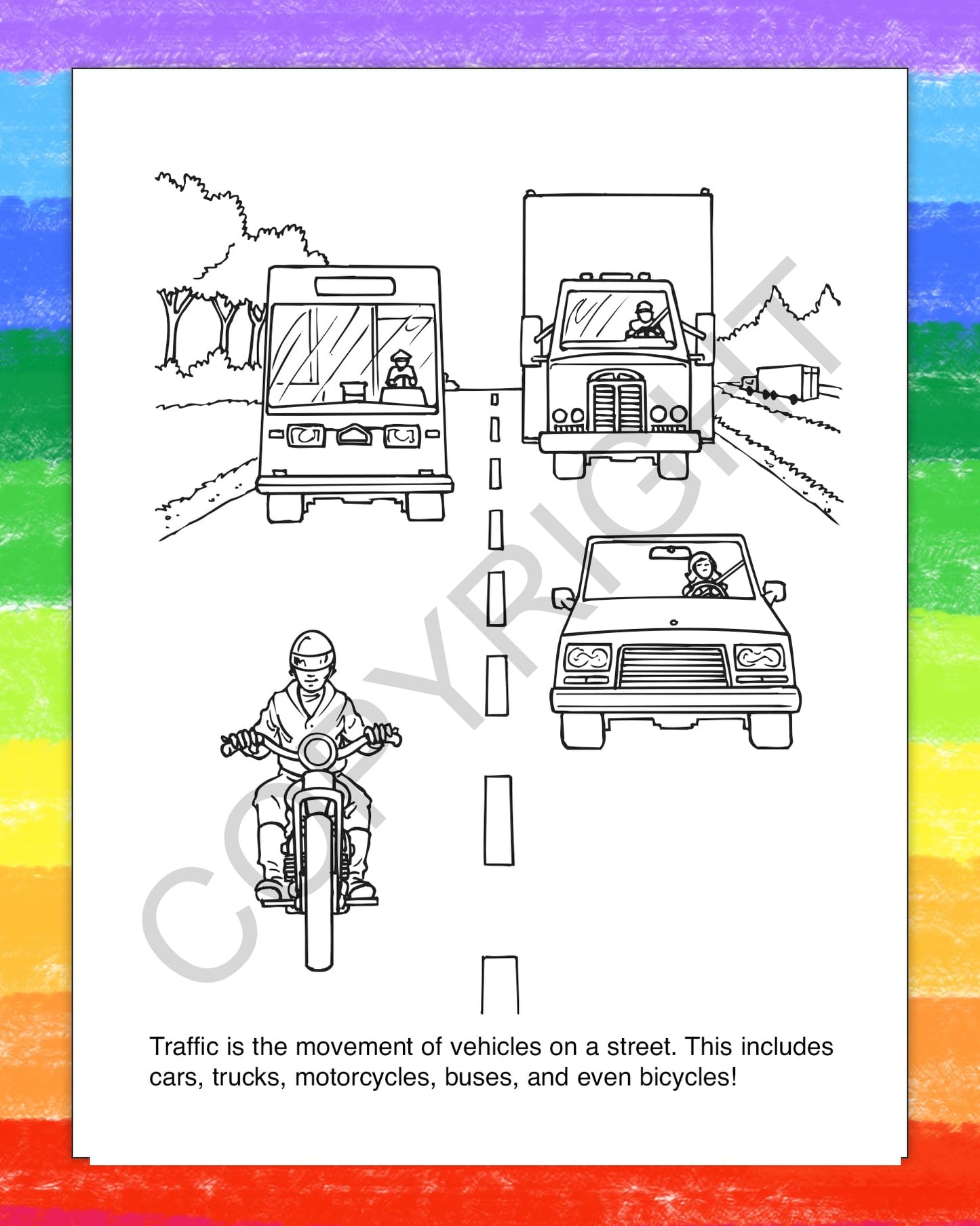 ZOCO - Traffic Safety Awareness - Educational Coloring Books (25 Bulk Pack, Without Crayons) - Road, Bike Safety - Games, Puzzle