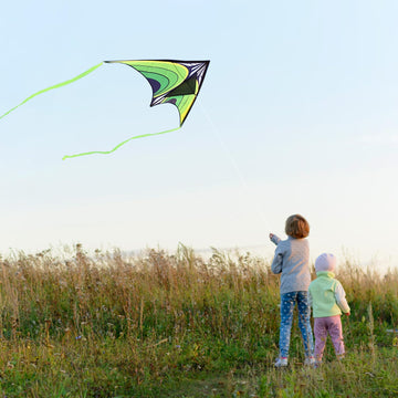 Simxkai Large Delta Kite For Kids & Adults, Easy To Fly For Boys & Girls, For Beginners Handle Included (Green)